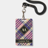 Paars, goud en blauw Tartan Badge (Voorzijde met lanyard)