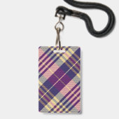 Paars, goud en blauw Tartan Badge (Achterkant met lanyard)