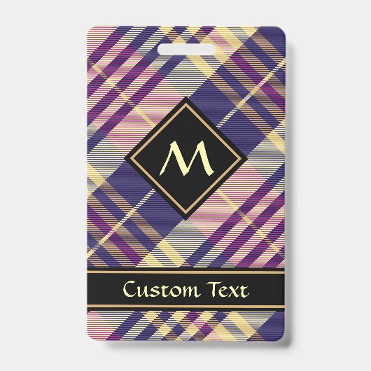 Paars, goud en blauw Tartan Badge (Voorzijde)