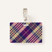 Paars, goud en blauw Tartan Badge (Achterkant met clip)