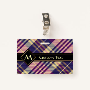 Paars, goud en blauw Tartan Badge