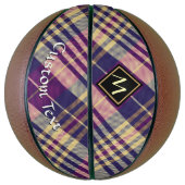 Paars, goud en blauw Tartan Basketbal (Verticaal)