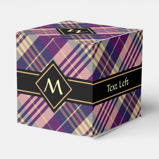 Paars, goud en blauw Tartan Bedankdoosjes (Achterkant)