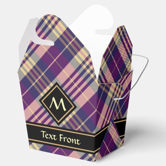 Paars, goud en blauw Tartan Bedankdoosjes (Geopend)