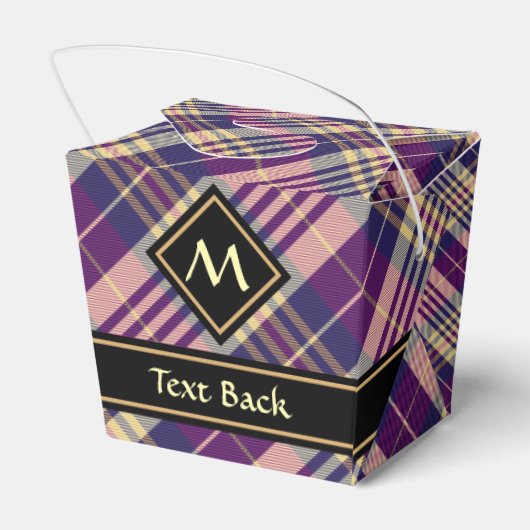 Paars, goud en blauw Tartan Bedankdoosjes (Achterkant)