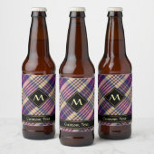 Paars, goud en blauw Tartan Bier Etiket (Flessen)