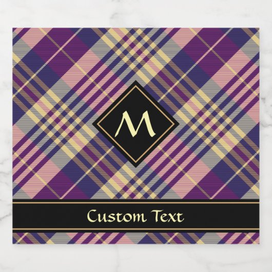 Paars, goud en blauw Tartan Bier Etiket (Enkel label)