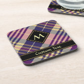 Paars, goud en blauw Tartan Bier Onderzetter (Linkerzijde)