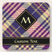 Paars, goud en blauw Tartan Bier Onderzetter (Voorkant)