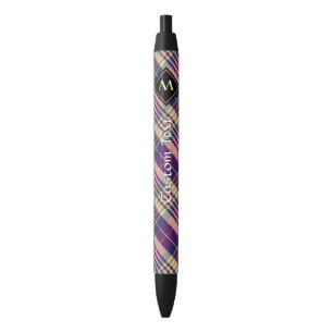 Paars, goud en blauw Tartan Blauwe Inkt Pen