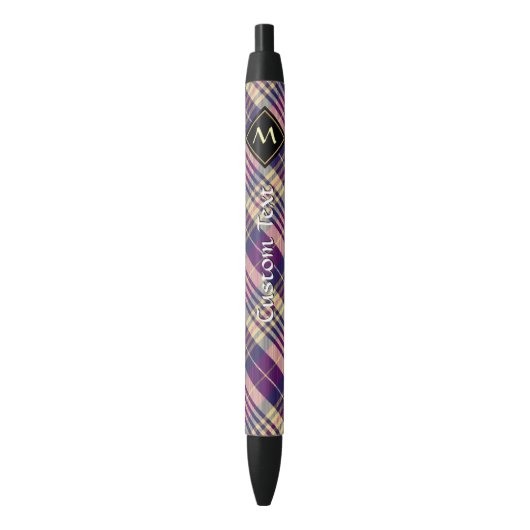 Paars, goud en blauw Tartan Blauwe Inkt Pen (Voorkant Verticaal)