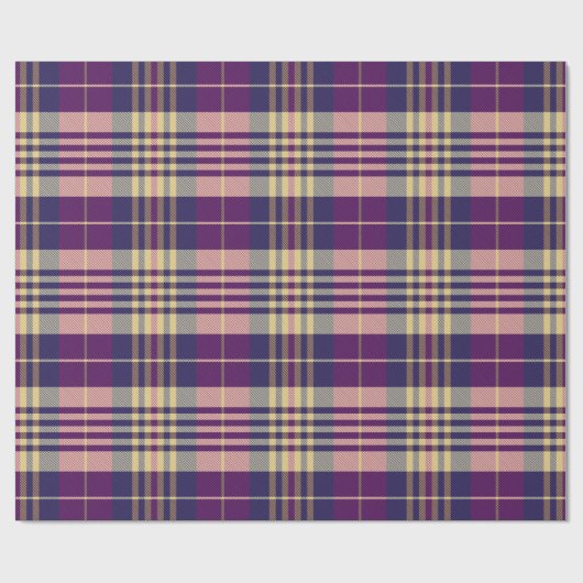 Paars, goud en blauw Tartan Cadeaupapier (Vlak)