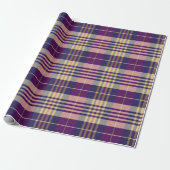 Paars, goud en blauw Tartan Cadeaupapier (Uitgerold)