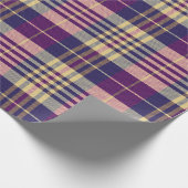 Paars, goud en blauw Tartan Cadeaupapier (Hoek)