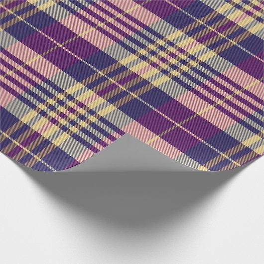 Paars, goud en blauw Tartan Cadeaupapier (Hoek)