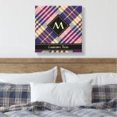 Paars, goud en blauw Tartan Canvas Afdruk (Insitu (Slaapkamer))