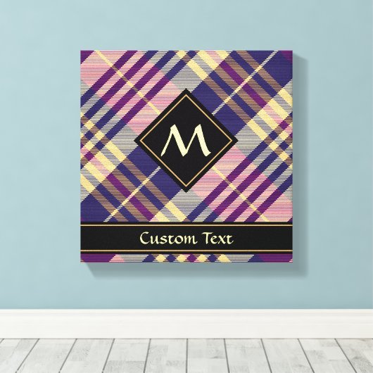 Paars, goud en blauw Tartan Canvas Afdruk (Insitu (Houten vloer))