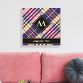 Paars, goud en blauw Tartan Canvas Afdruk (Insitu (Woonkamer))