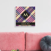 Paars, Goud en Blauw Tartan Canvas Afdruk (Insitu (Woonkamer))