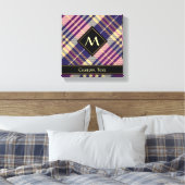 Paars, Goud en Blauw Tartan Canvas Afdruk (Insitu (Slaapkamer))
