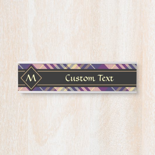 Paars, goud en blauw Tartan Deurbordje (Voorkant)