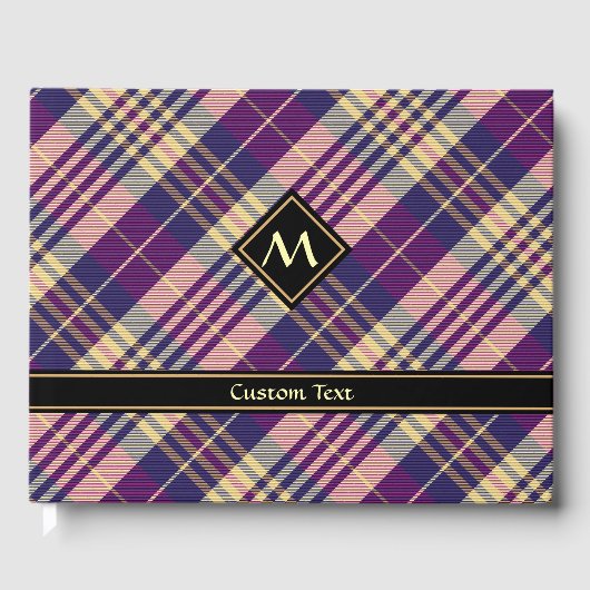 Paars, goud en blauw Tartan Gastenboek (Voorkant)