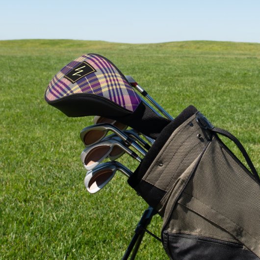 Paars, goud en blauw Tartan Golfheadcover (Insitu)