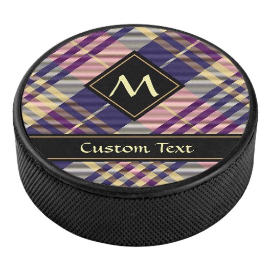 Paars, goud en blauw Tartan Hockey Puck (3/4)