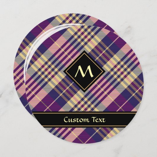 Paars, goud en blauw Tartan Kaart (Voorkant / Achterkant)