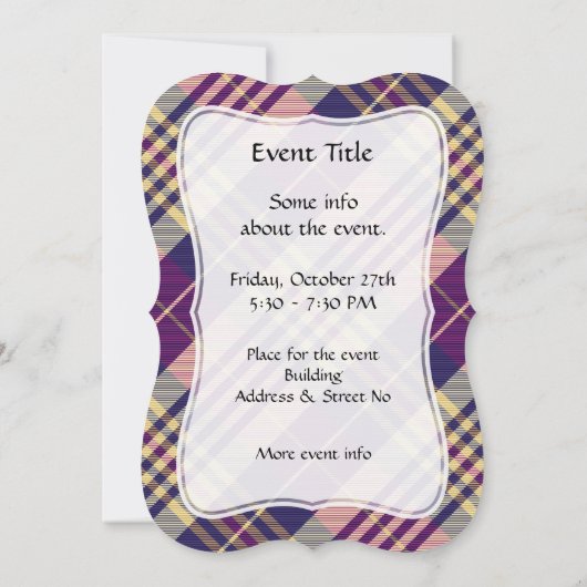 Paars, goud en blauw Tartan Kaart (Achterkant)