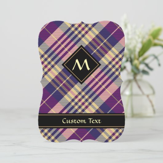 Paars, goud en blauw Tartan Kaart (Staand voorkant)