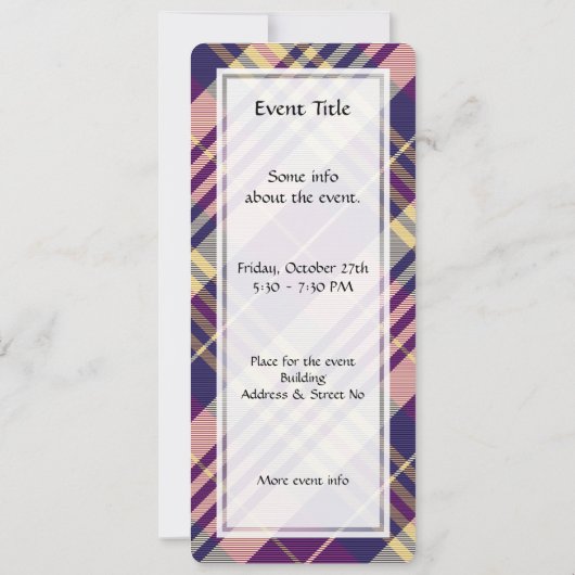 Paars, goud en blauw Tartan Kaart (Achterkant)