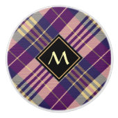 Paars, goud en blauw Tartan Keramische Knop (Voorkant)
