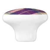 Paars, goud en blauw Tartan Keramische Knop (Zijkant)