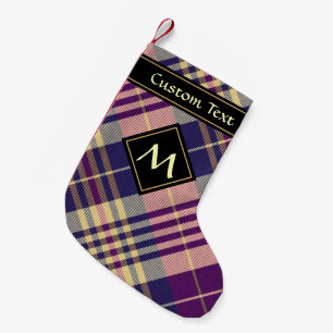 Paars, goud en blauw tartan kleine kerstsok
