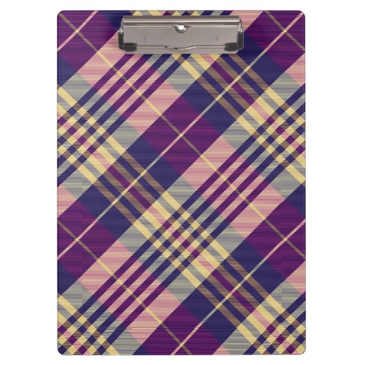 Paars, goud en blauw Tartan Klembord (Voorkant)