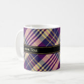 Paars, goud en blauw Tartan Koffiemok (Voorkant links)