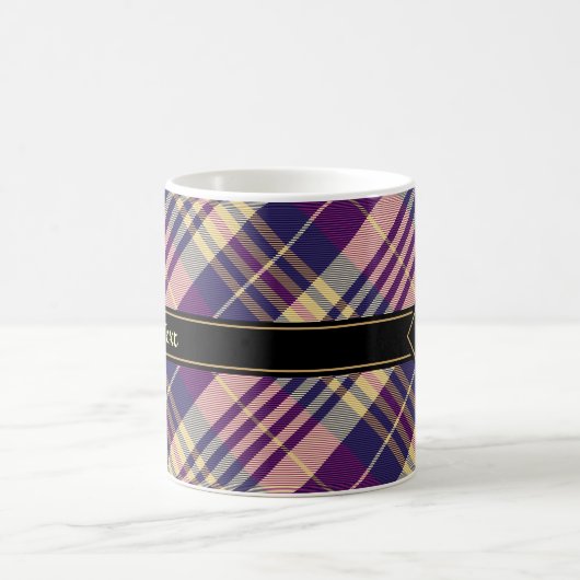 Paars, goud en blauw Tartan Koffiemok (Center)