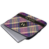 Paars, goud en blauw Tartan Laptop Sleeve (Voorkant onderkant)