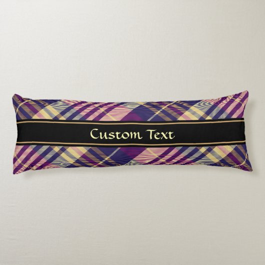 Paars, goud en blauw Tartan Lichaamskussen (Achterkant)