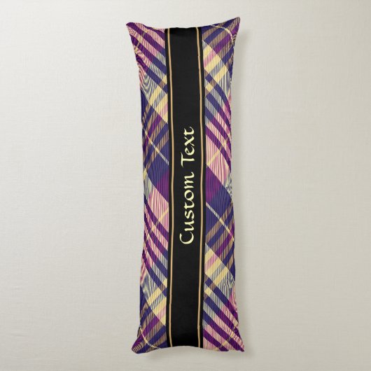Paars, goud en blauw Tartan Lichaamskussen (Achterkant (Verticaal))