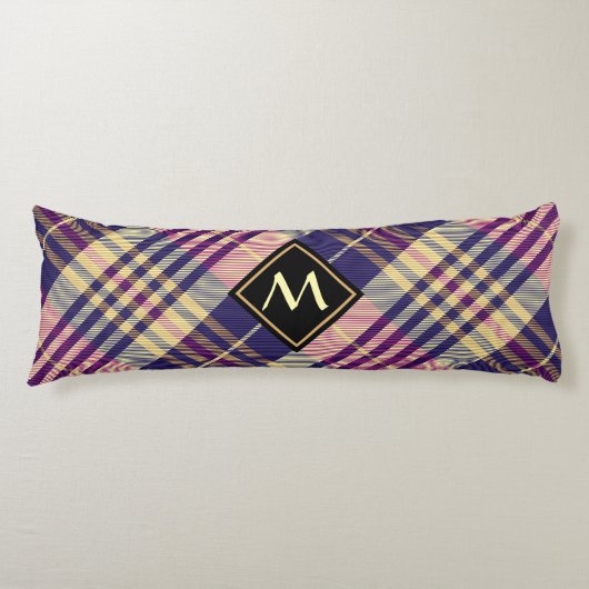 Paars, goud en blauw Tartan Lichaamskussen (Voorkant)