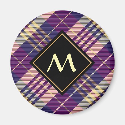 Paars, goud en blauw Tartan Magneet (Voorkant)