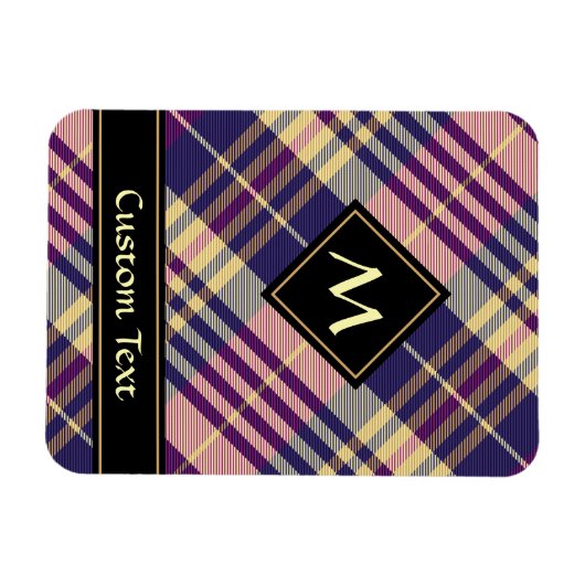 Paars, goud en blauw Tartan Magneet (Horizontaal)
