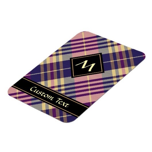 Paars, goud en blauw Tartan Magneet (Linkerzijde)