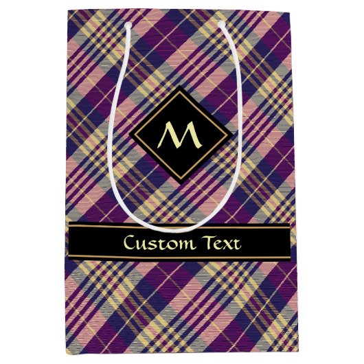 Paars, goud en blauw Tartan Medium Cadeauzakje (Voorkant)