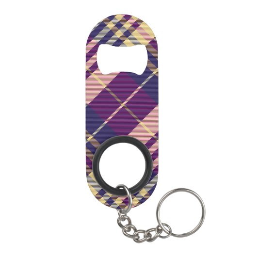 Paars, goud en blauw Tartan Mini Flessenopener (Achterkant)