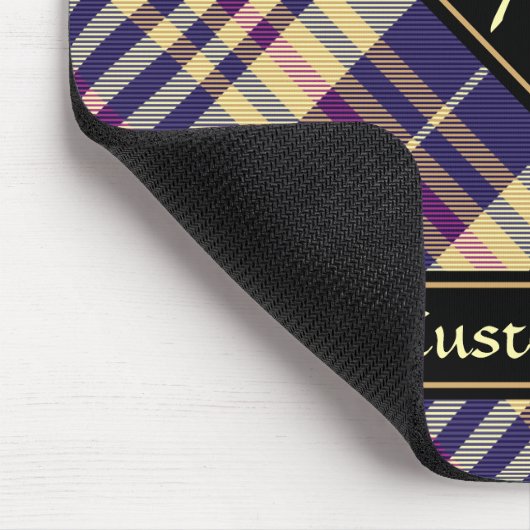 Paars, goud en blauw Tartan Muismat (Hoek)