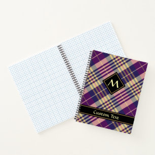 Paars, goud en blauw Tartan Notitieboek