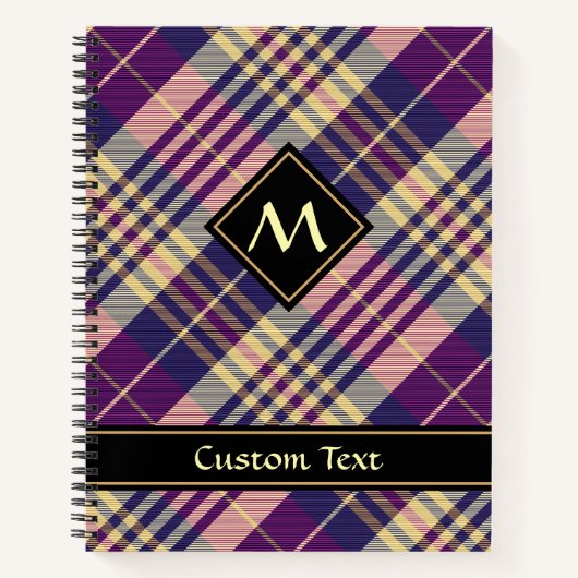 Paars, goud en blauw Tartan Notitieboek (Voorkant)